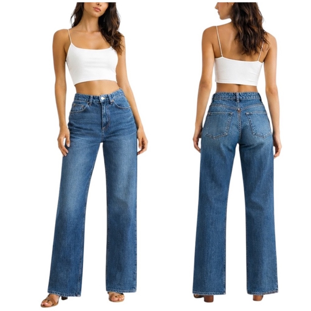 Reformation Wilder High-Rise Wide Leg Jeans in Medium Blue